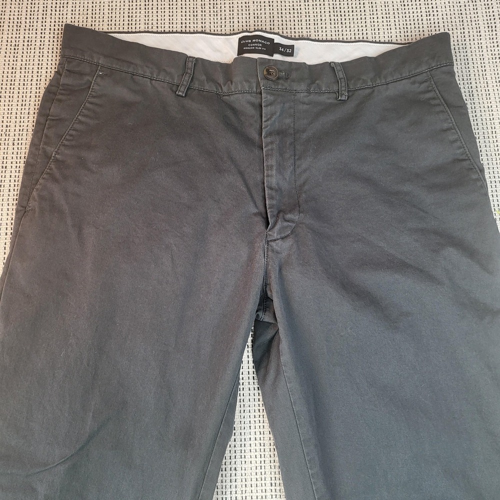 Club‎ Monaco Connor Pants Mens 35x32 Gray Chino Modern Slim Fit Casual Office